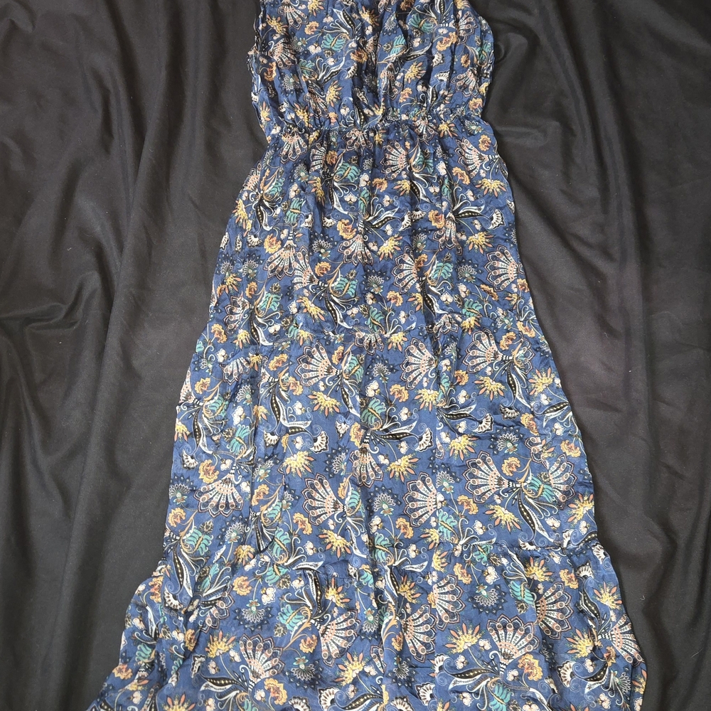Chic Paisley Blue Maxi Dress